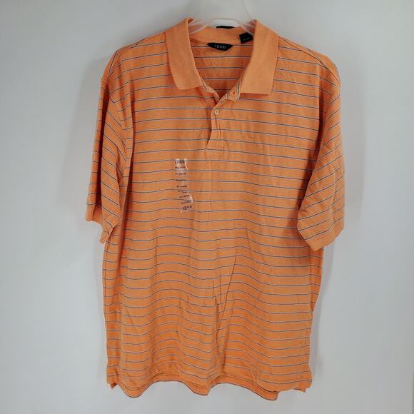 IZOD Men 2XL NWT Orange Blue Stripe Polo Shirt - Picture 1 of 8